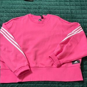 Adidas Bold Pink Crewneck with White Accents